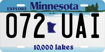 MN license plate 072UAI