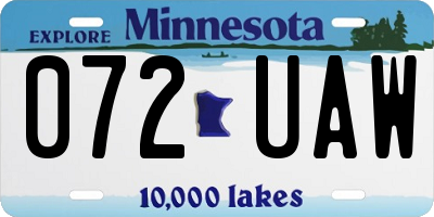 MN license plate 072UAW