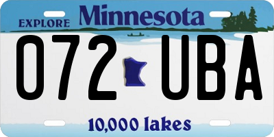 MN license plate 072UBA