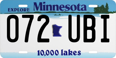 MN license plate 072UBI