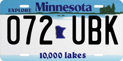 MN license plate 072UBK