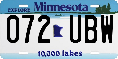 MN license plate 072UBW
