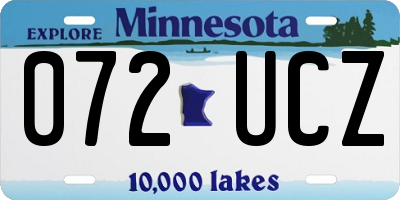 MN license plate 072UCZ