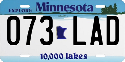 MN license plate 073LAD