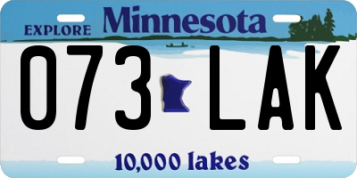 MN license plate 073LAK