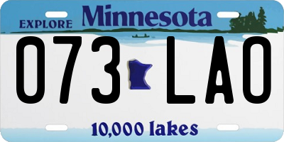 MN license plate 073LAO