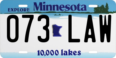 MN license plate 073LAW