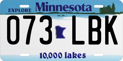 MN license plate 073LBK