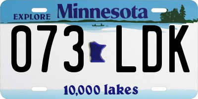 MN license plate 073LDK