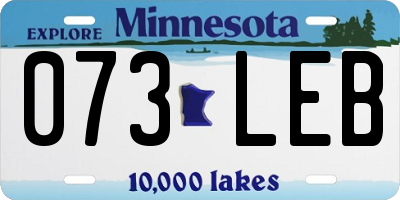 MN license plate 073LEB