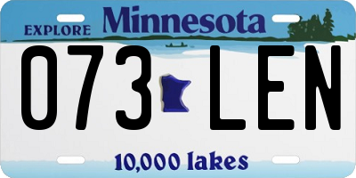 MN license plate 073LEN