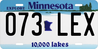 MN license plate 073LEX