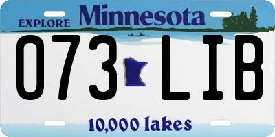 MN license plate 073LIB