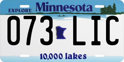 MN license plate 073LIC