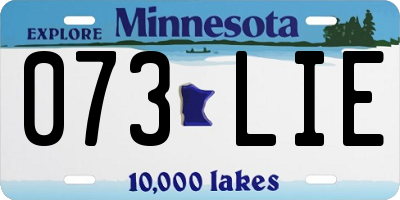 MN license plate 073LIE