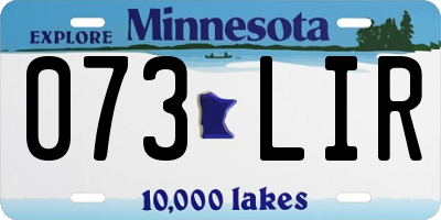MN license plate 073LIR