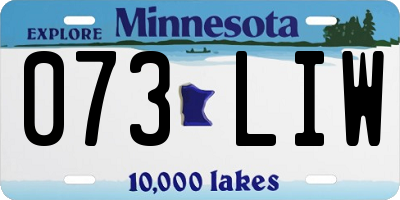 MN license plate 073LIW