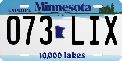 MN license plate 073LIX