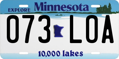 MN license plate 073LOA