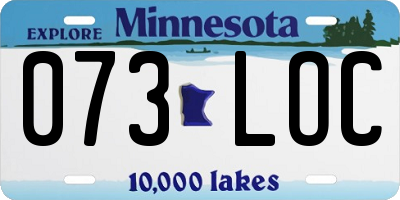 MN license plate 073LOC
