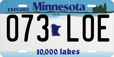 MN license plate 073LOE