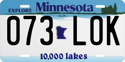 MN license plate 073LOK
