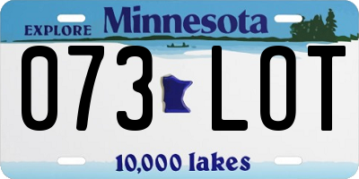 MN license plate 073LOT