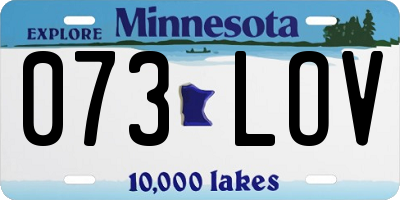 MN license plate 073LOV