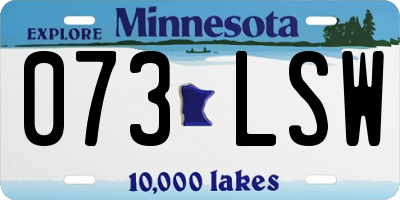 MN license plate 073LSW