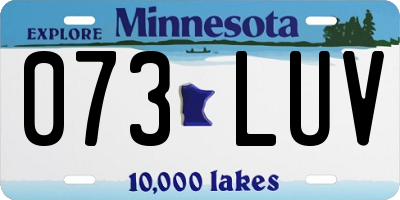 MN license plate 073LUV