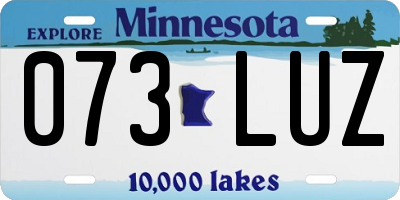 MN license plate 073LUZ