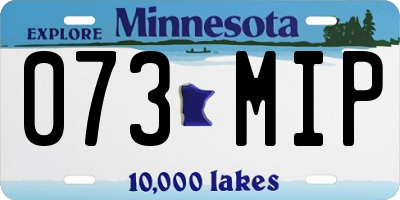 MN license plate 073MIP