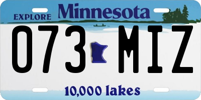MN license plate 073MIZ