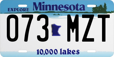 MN license plate 073MZT