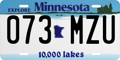 MN license plate 073MZU