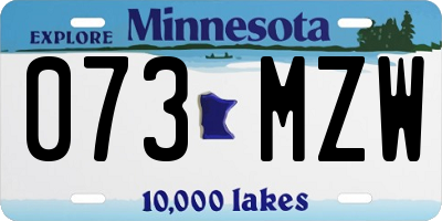MN license plate 073MZW