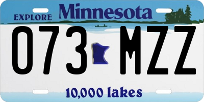 MN license plate 073MZZ