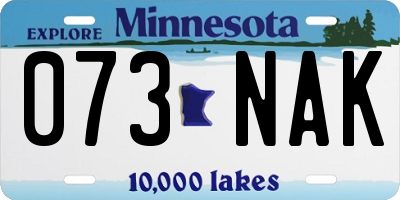 MN license plate 073NAK