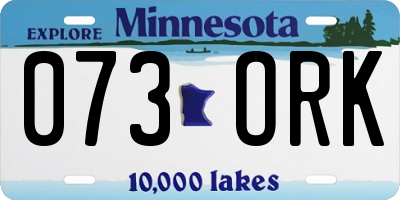 MN license plate 073ORK