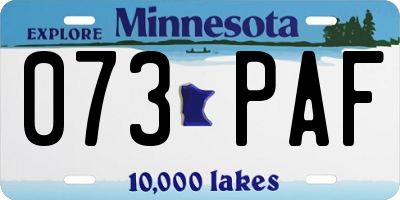 MN license plate 073PAF