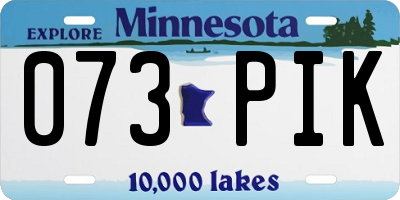 MN license plate 073PIK