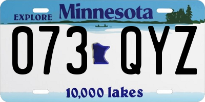 MN license plate 073QYZ