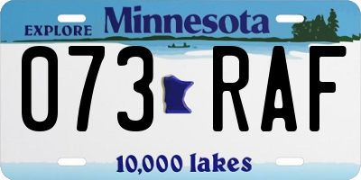 MN license plate 073RAF