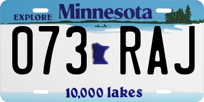 MN license plate 073RAJ