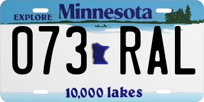 MN license plate 073RAL