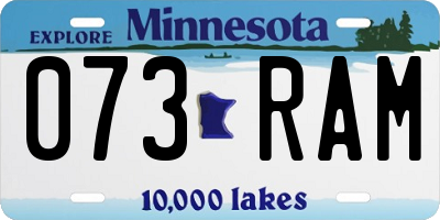 MN license plate 073RAM