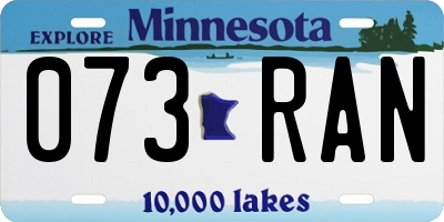 MN license plate 073RAN