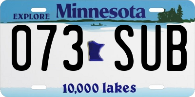 MN license plate 073SUB
