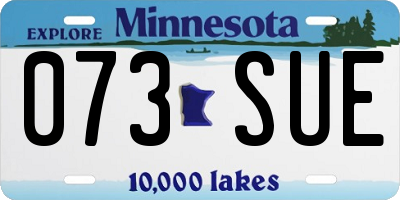 MN license plate 073SUE