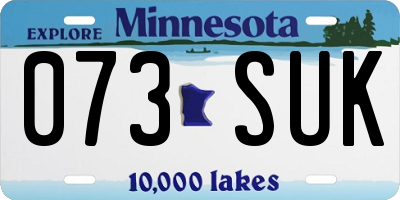 MN license plate 073SUK